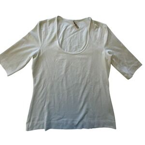 Vintage 90s Three Dot‎ Scoop Neck Elbow Sleeve Top, Basic Tee, Casual Shirt